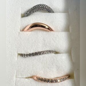 Bomb Party Linked Set Shimmer Ring Set CZ Rhodium Plated NIB MSRP $178